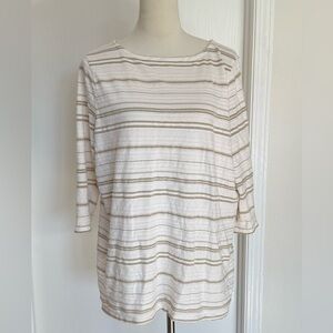 Ralph Lauren Striped White and Gold Women's Top